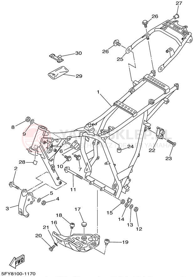 Schemat "rama" do Yamaha TW200 TW200PC/TW200P