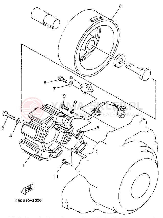 Schemat "prądnica" do Yamaha YFB250E_MN