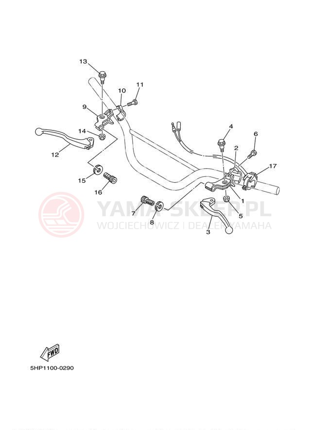 Schemat "Kierownica i osprzęt" do Yamaha TTR125 TTR125MC/TTR125M