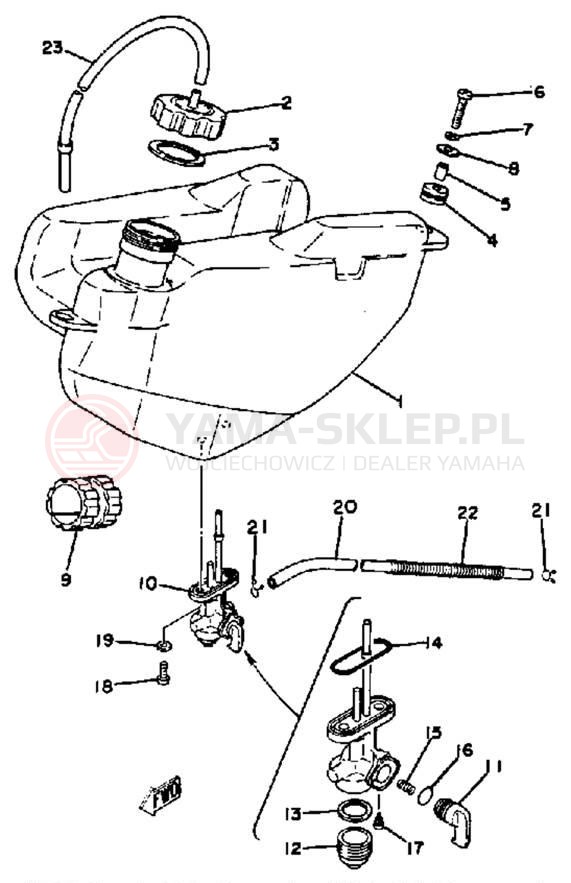 Schemat "zbiornik paliwa" do Yamaha YT125H