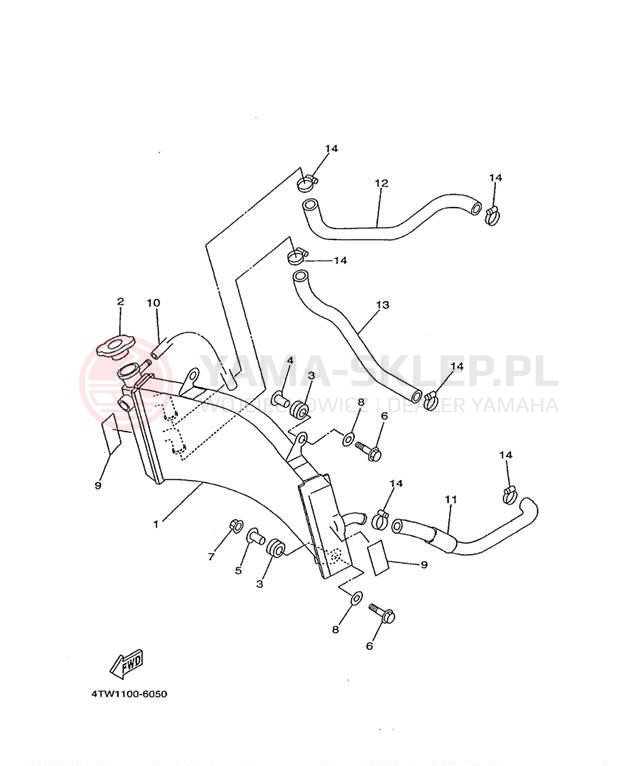 Schemat "Układ chlodzenia" do Yamaha TZ250L