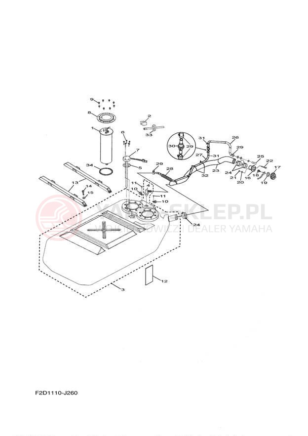 Schemat "zbiornik paliwa" do Yamaha 242 LIMITED S SXT1800GJ