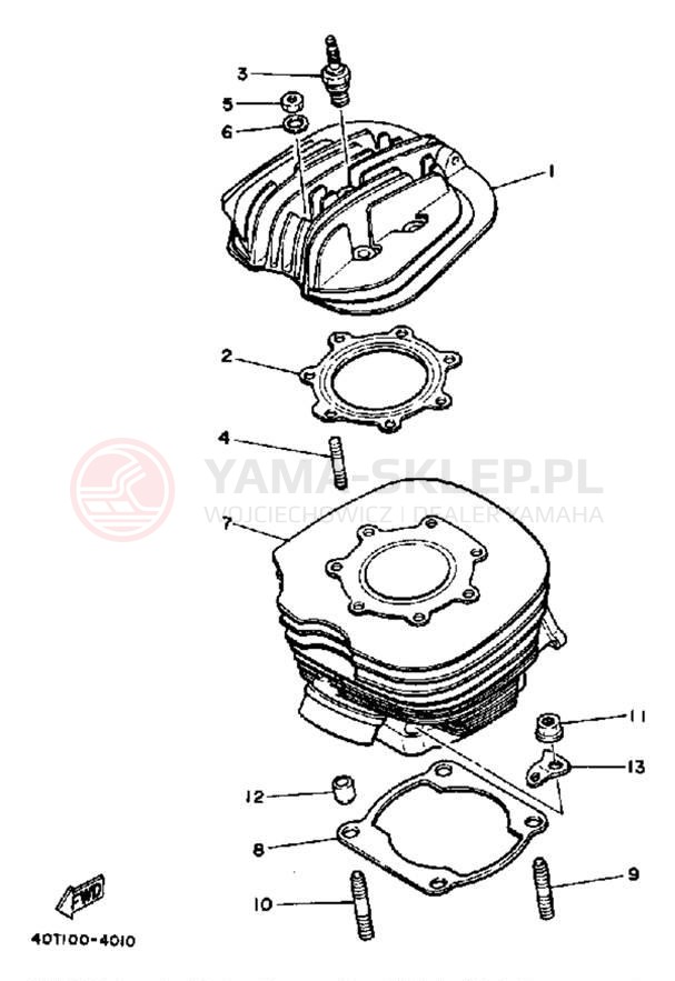 Schemat "cylinder" do Yamaha YZ490L