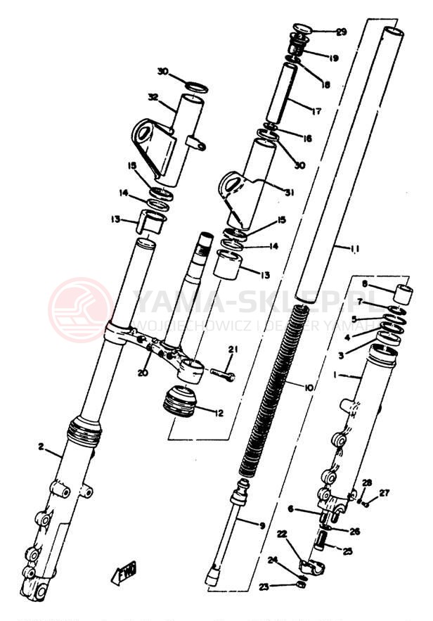 Schemat "Amortyzatory przód" do Yamaha XS650C