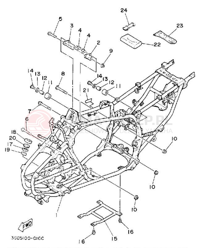 Schemat "rama" do Yamaha YFM350XD