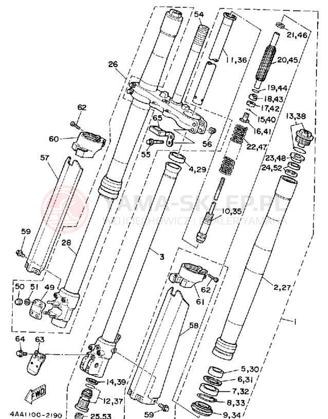Schemat "Amortyzatory przód" do Yamaha WR500ZE