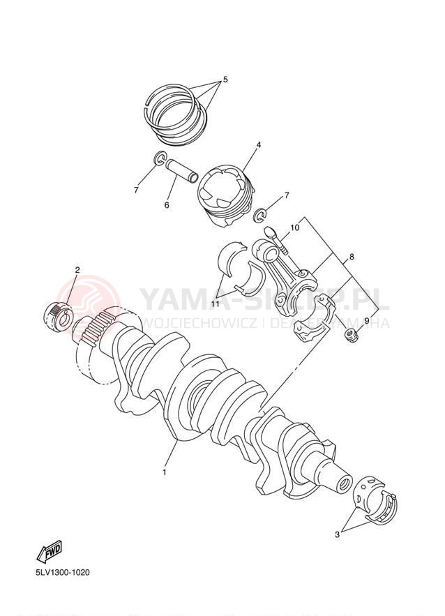 Schemat "Wał korbowy, tłok" do Yamaha FZ-1 FZS1S/FZS1SC