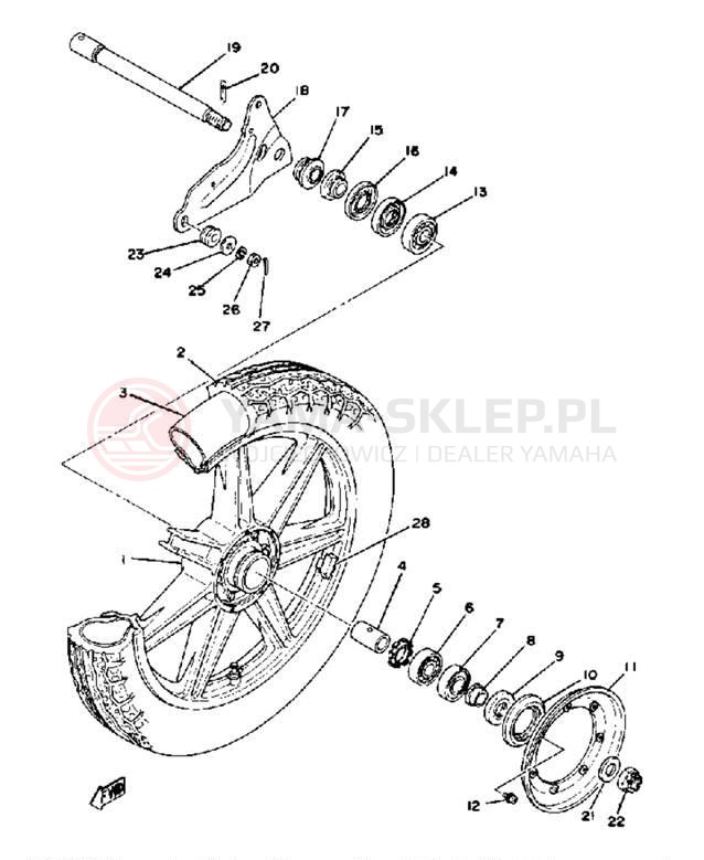 Schemat "Koło tył" do Yamaha XS750E_227