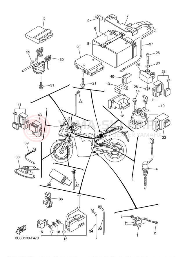 Schemat "układ elektryczny" do Yamaha FZ1 FZS10W/FZS10WC