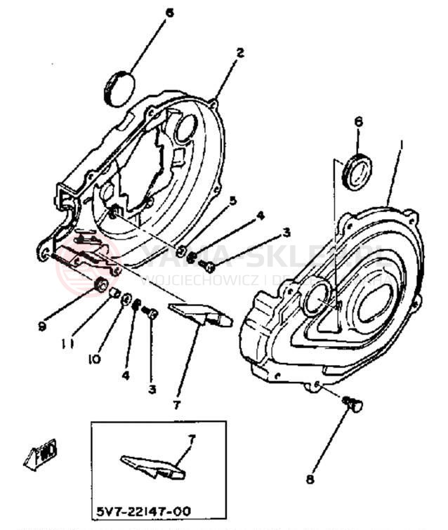 Schemat "obudowa łańcucha" do Yamaha YT125H