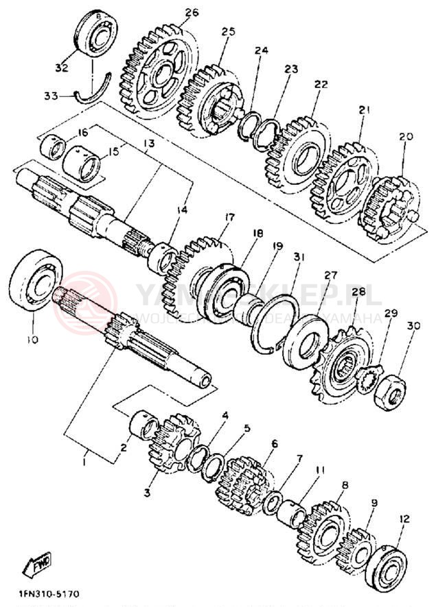 Schemat "Skrzynia biegów " do Yamaha FZ750SC/FZ750S