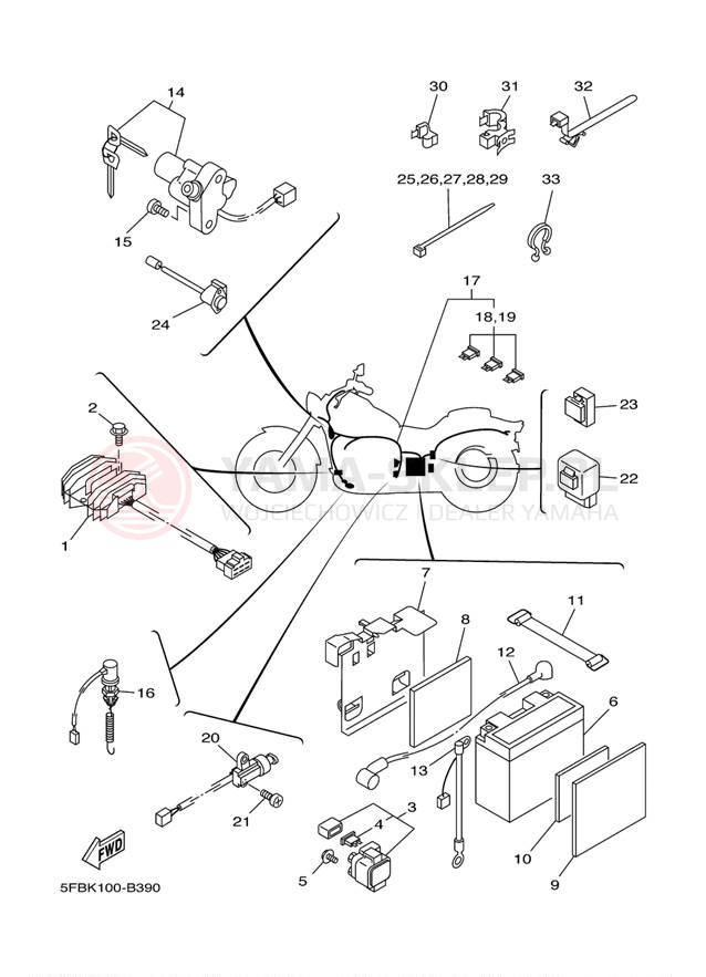 Schemat "układ elektryczny" do Yamaha V-STAR CUSTOM XVS650RC/XVS650R