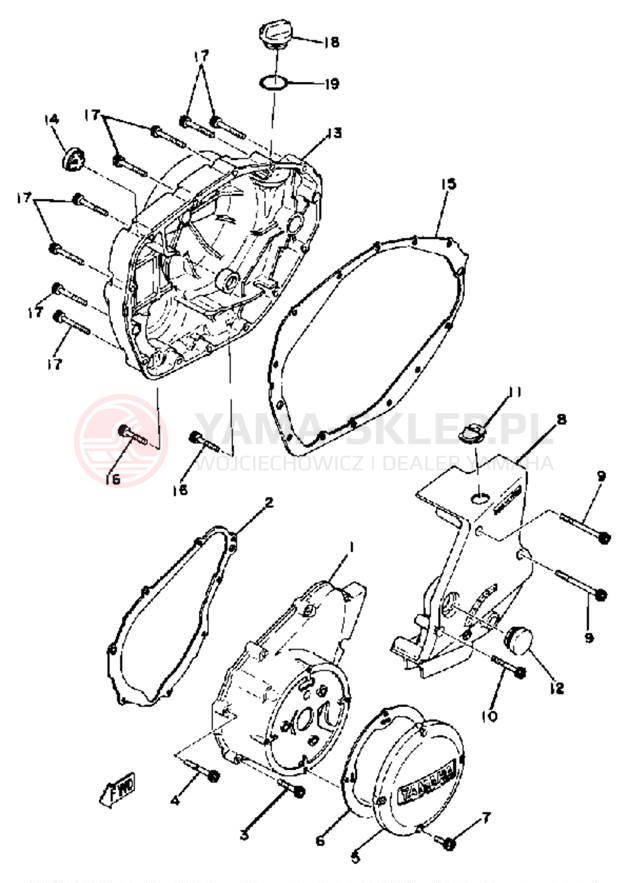 Schemat "Pokrywa silnika" do Yamaha XS400 XS400H