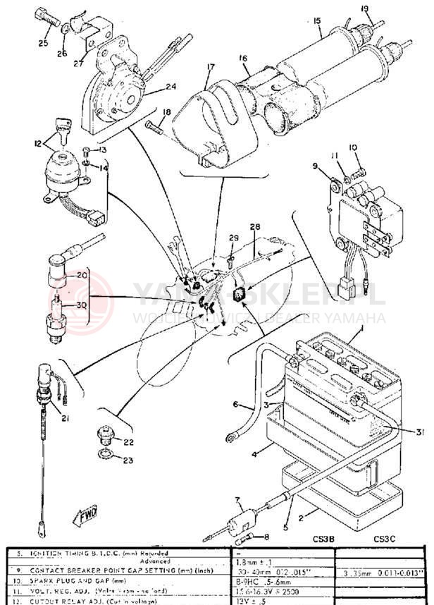 Schemat "układ elektryczny" do Yamaha CS3B/CS3C