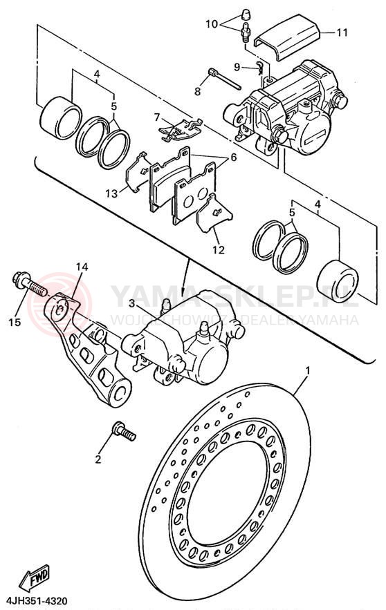 Schemat "Zacisk hamulcowy tylny" do Yamaha YZF600R YZF600RL/YZF600RLC