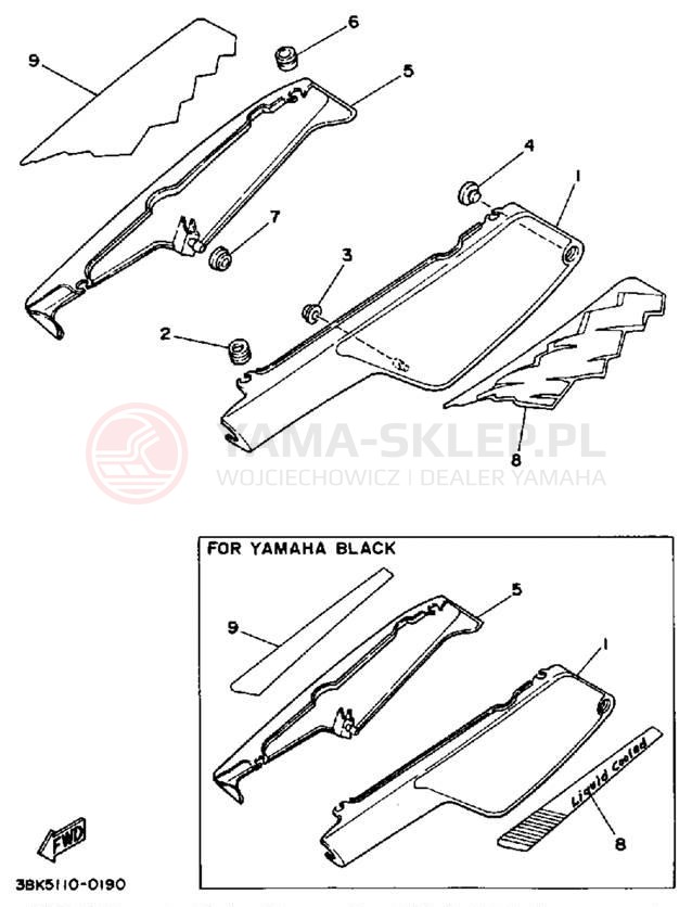 Schemat "Pokrywa boczna" do Yamaha DT50LC/DT50A