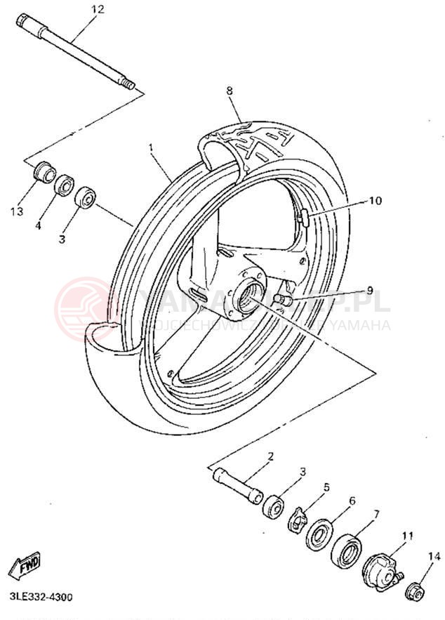 Schemat "Koło przód" do Yamaha FZR1000FC/FZR1000F