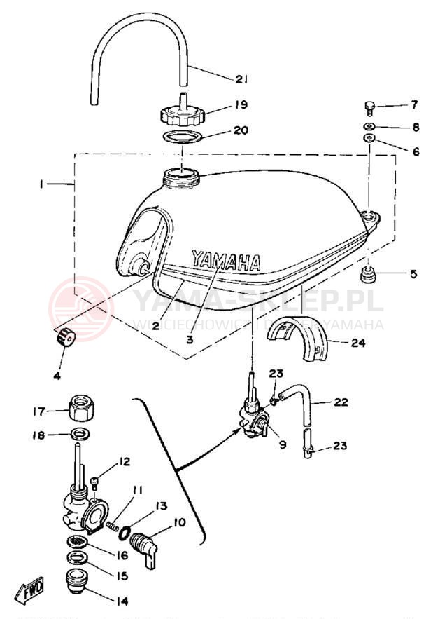 Schemat "zbiornik paliwa" do Yamaha DT125H