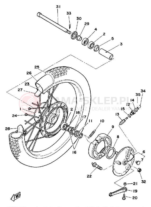 Schemat "Koło przód" do Yamaha DT125H