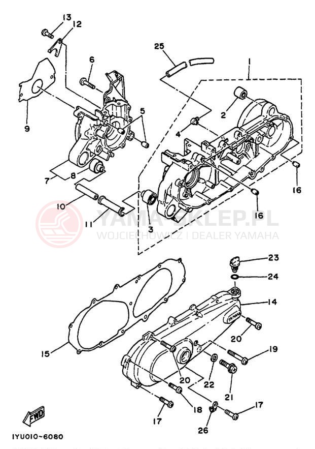 Schemat "Obudowa silnika" do Yamaha RAZZ SH50M