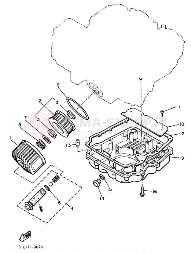 Schemat "Filtr oleju" do Yamaha SECA XJ900RK