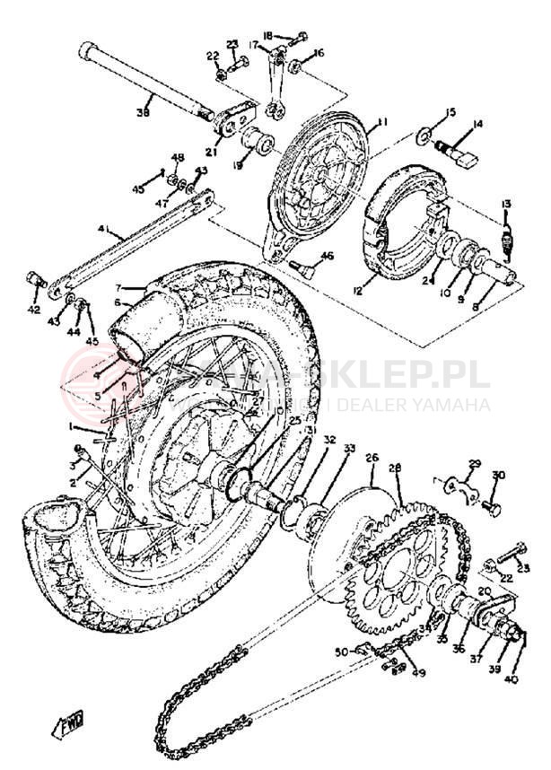 Schemat "Koło tył" do Yamaha R5C