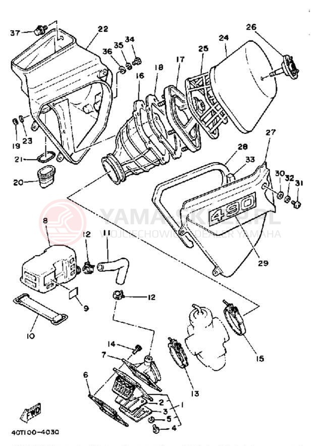 Schemat "Wtrysk paliwa" do Yamaha YZ490L
