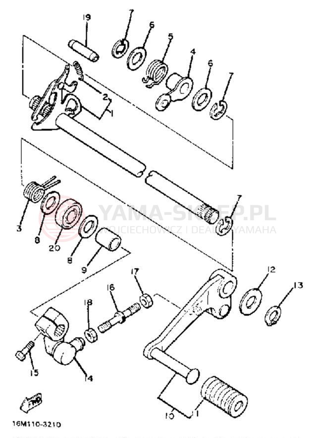 Schemat "Dźwignia zmiany biegów, wałek" do Yamaha XS400RJ