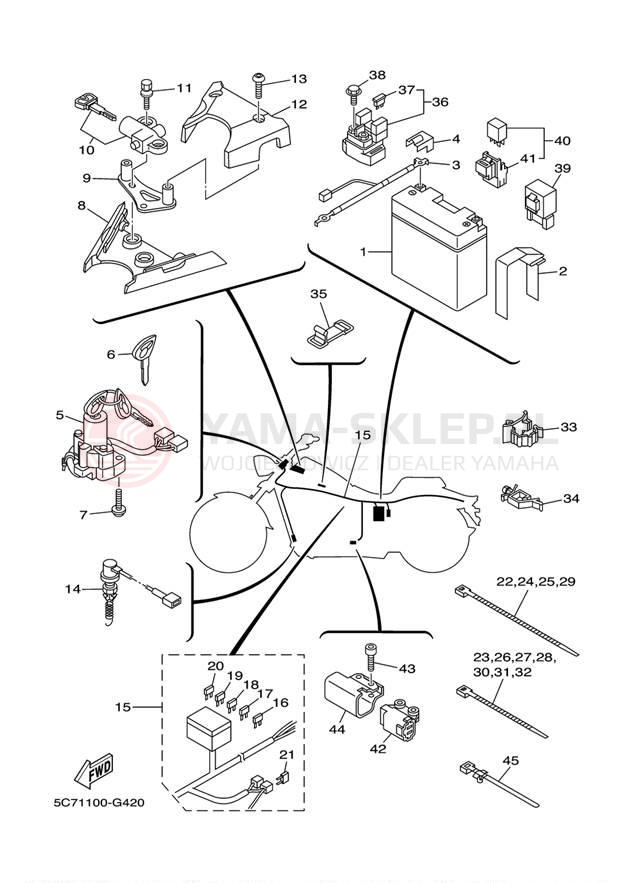 Schemat "układ elektryczny" do Yamaha RAIDER XV19CXCR/XV19CXR