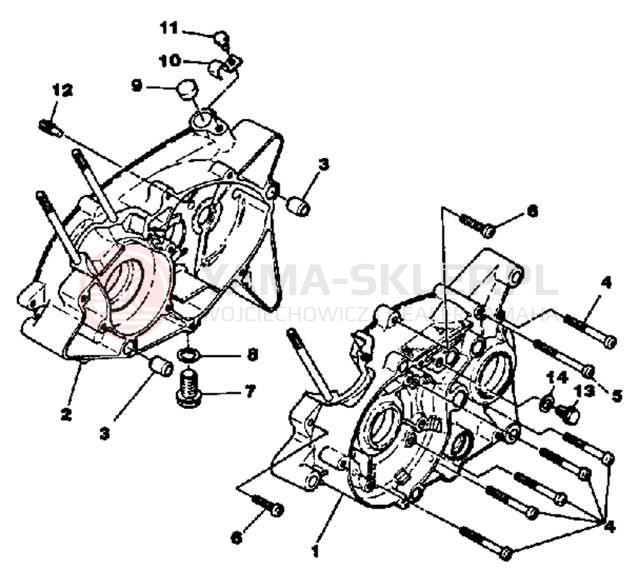 Schemat "Obudowa silnika" do Yamaha GT80E