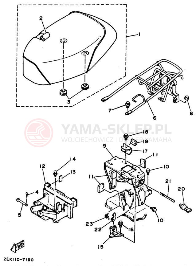 Schemat "Siedzenie - stelaż" do Yamaha RAZZ SH50E