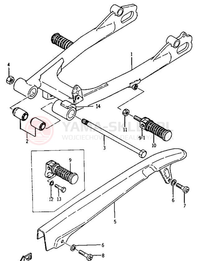 Schemat "Wahacz, osłona łańcucha" do Yamaha YCS1/YCS1C