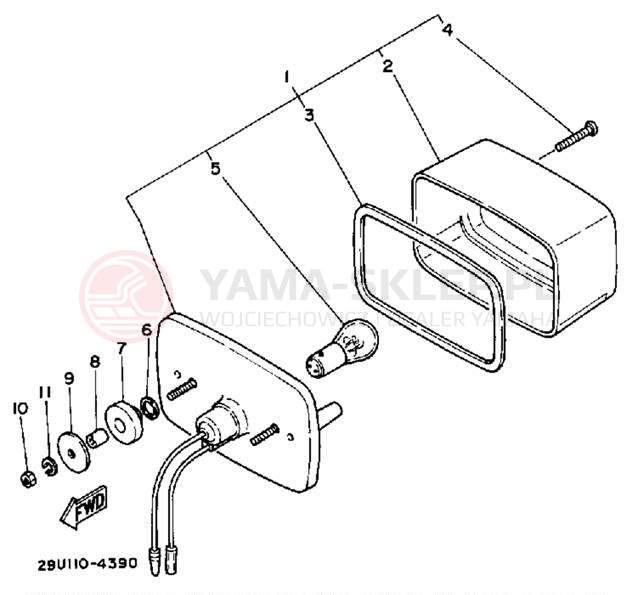 Schemat "lampa tył" do Yamaha MOTO-4 YFM250A
