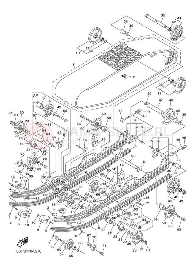 Schemat "Zawieszenie gąsiennicy" do Yamaha PHAZER MTX PZ50MTBW