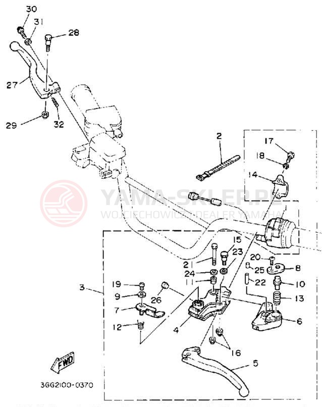 Schemat "Kierownica i osprzęt" do Yamaha YFZ350D
