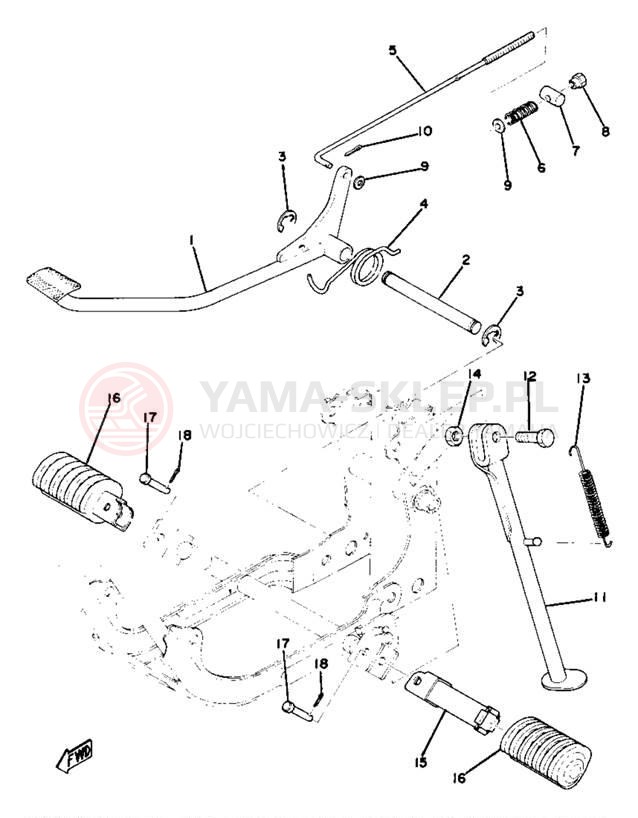 Schemat "Stopka postoj., dźw. Hamulca tył" do Yamaha GTMXD