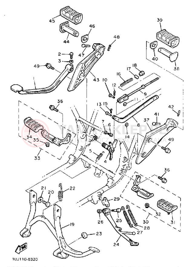Schemat "Stopka postojowa i podnóżki" do Yamaha RADIAN YX600UC/YX600U