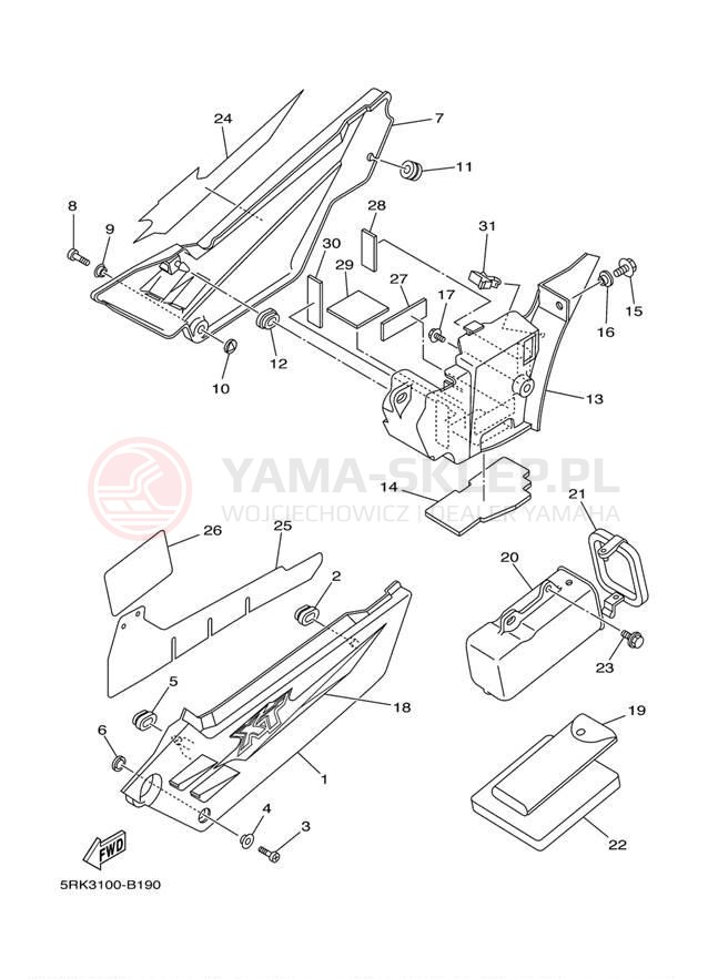 Schemat "Pokrywa boczna" do Yamaha XT225 XT225RC/XT225R