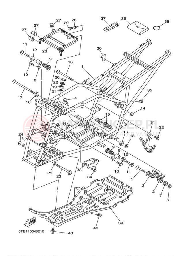 Schemat "rama" do Yamaha KODIAK 400 4X4 YFM4FAS