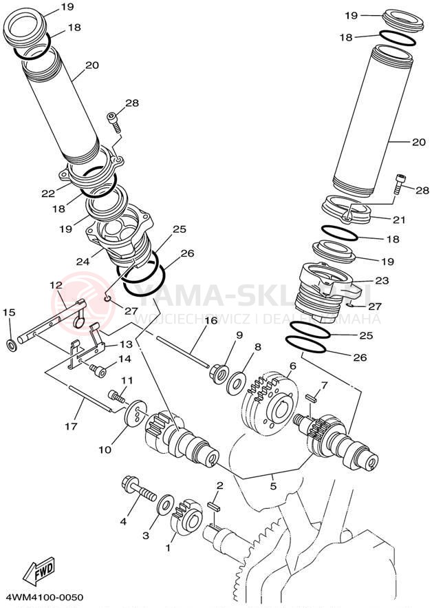 Schemat "Rozrząd - łańcuszek" do Yamaha ROAD STAR XV1600ANC/XV1600AN