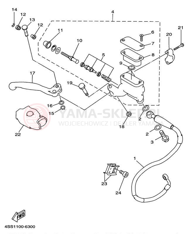 Schemat "Pompa hamulcowa przednia" do Yamaha YZ250 YZ250K1