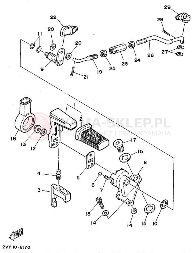 Schemat "dźwignia trybu napędu" do Yamaha TIMBERWOLF 2WD YFB250F