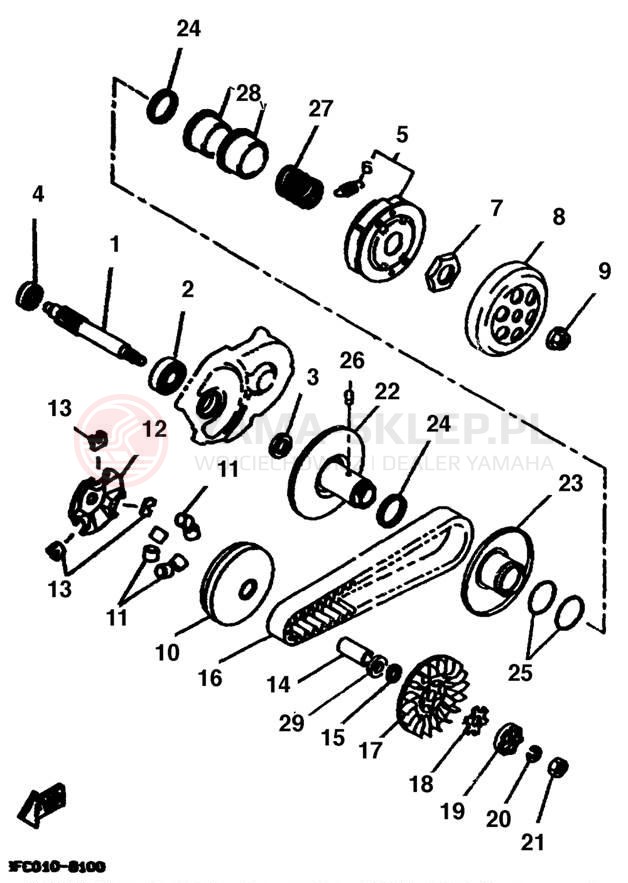 Schemat "sprzęgło" do Yamaha ZUMA II CW50K