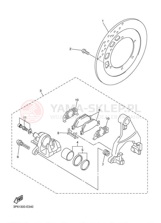 Schemat "Zacisk hamulcowy tylny" do Yamaha FJR 1300A FJR13AYB/FJR13AYCB