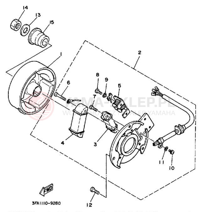 Schemat "prądnica" do Yamaha BREEZE YFA1B