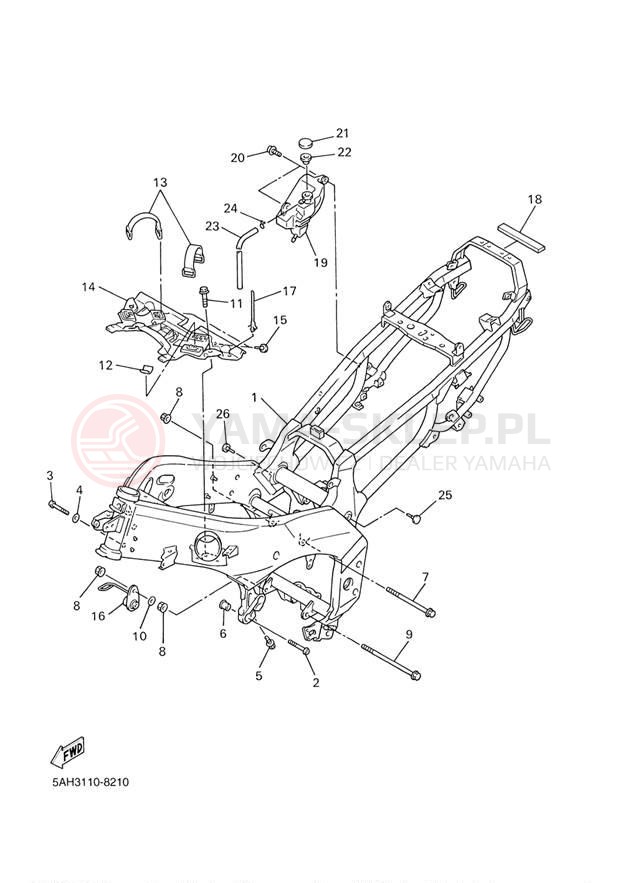 Schemat "rama" do Yamaha YZF600R YZF600RT/YZF600RTC