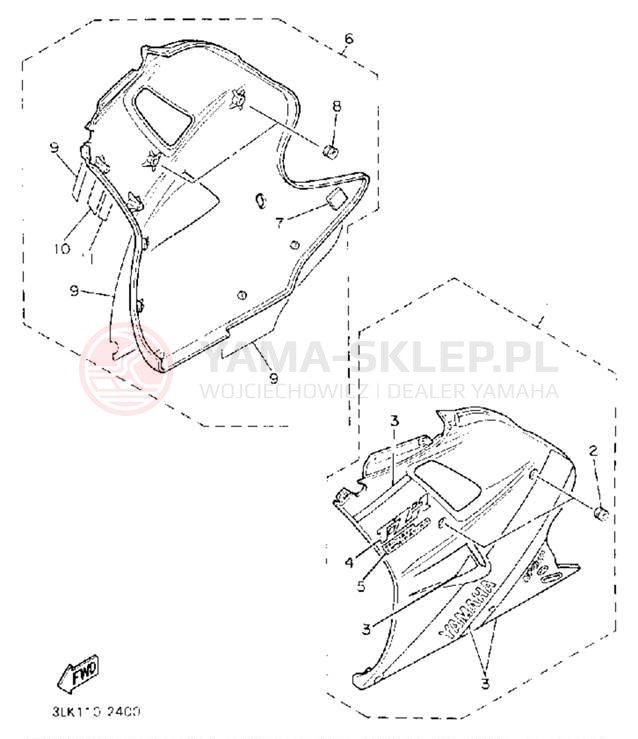 Schemat "elementy nadwozia" do Yamaha FZR1000D/FZR1000DC