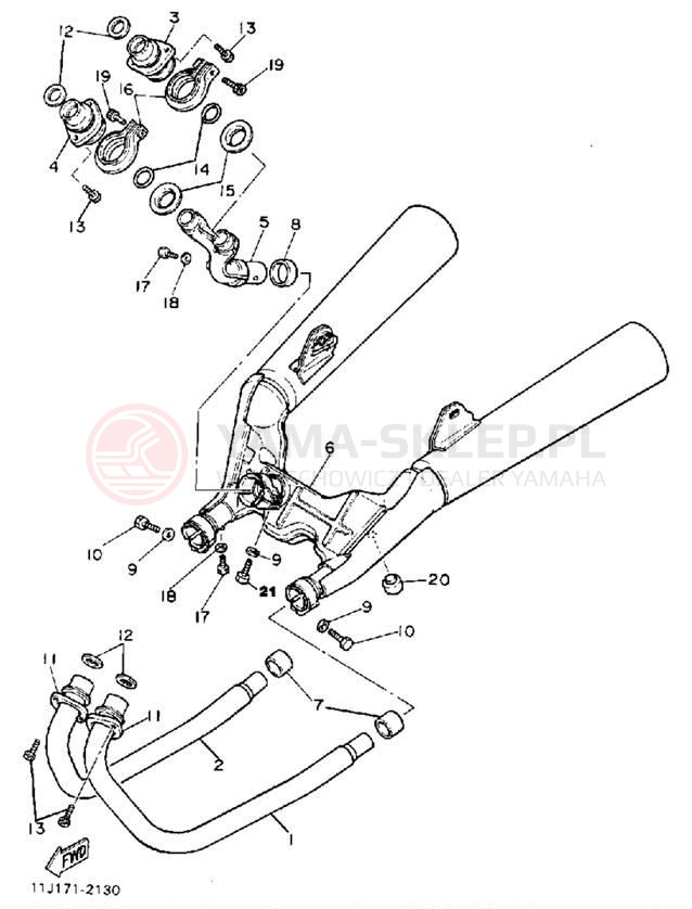 Schemat "Wydech końcowy" do Yamaha XZ550RJ