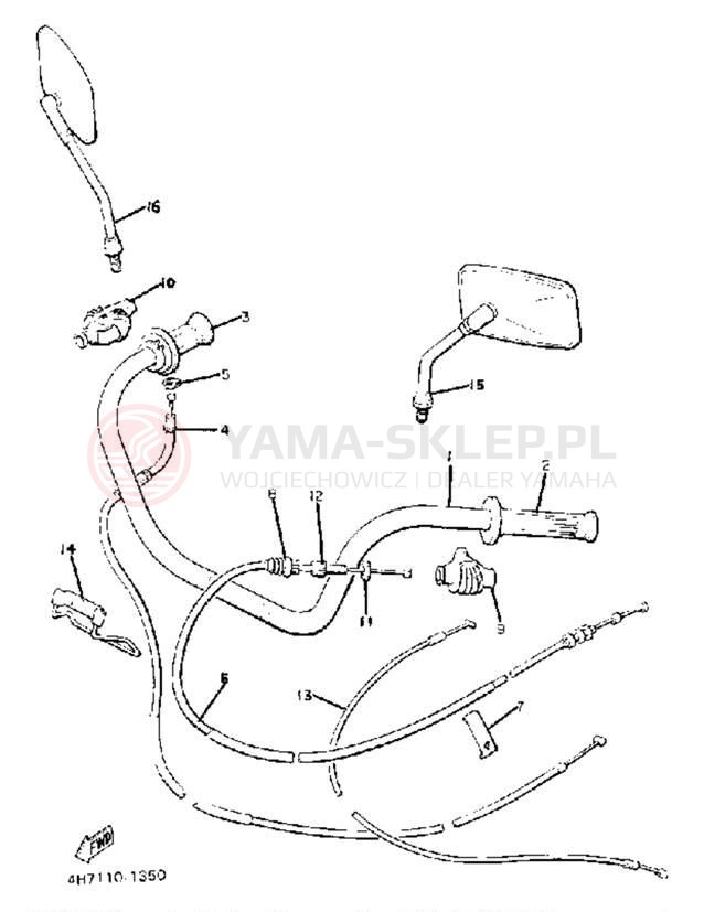 Schemat "Kierownica i osprzęt" do Yamaha XJ650J