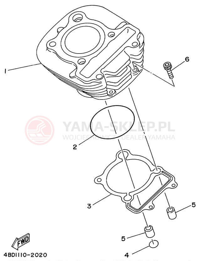 Schemat "cylinder" do Yamaha TIMBERWOLF 4WD YFB250FWK